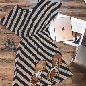 Blue and Tan Striped Dress